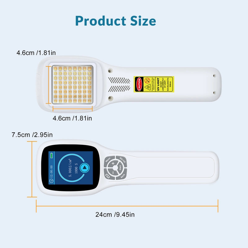 ZJKC Handheld Excimer UVB Light Therapy 308nm Home Phototherapy Device Relief for Vitiligo, Psoriasis & Dermatitis
