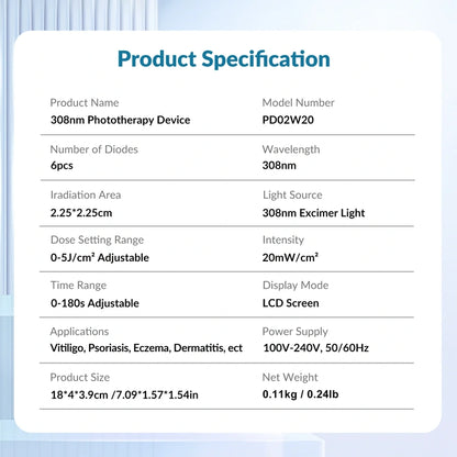 Handheld 308nm Excimer UVB Lamp – High Intensity, High Targeting Light Therapy for Vitiligo